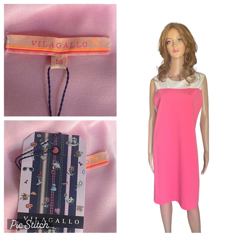 New! Vilagallo pink/cream/grey Sheath Dress size 50(L) USA